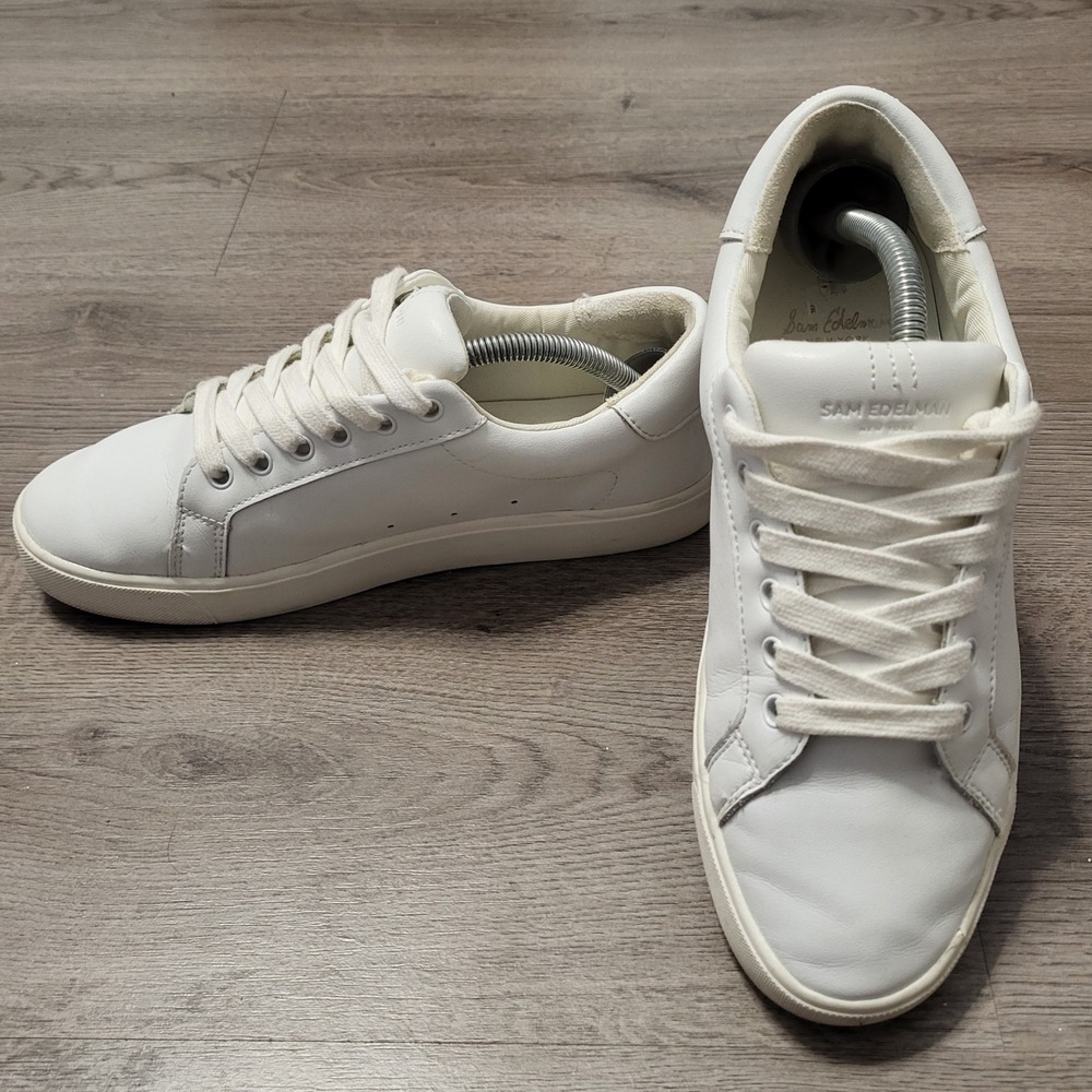 Sam Edelman Ethyl White Leather Low Top Sneakers Womens 8M EUR 38.5